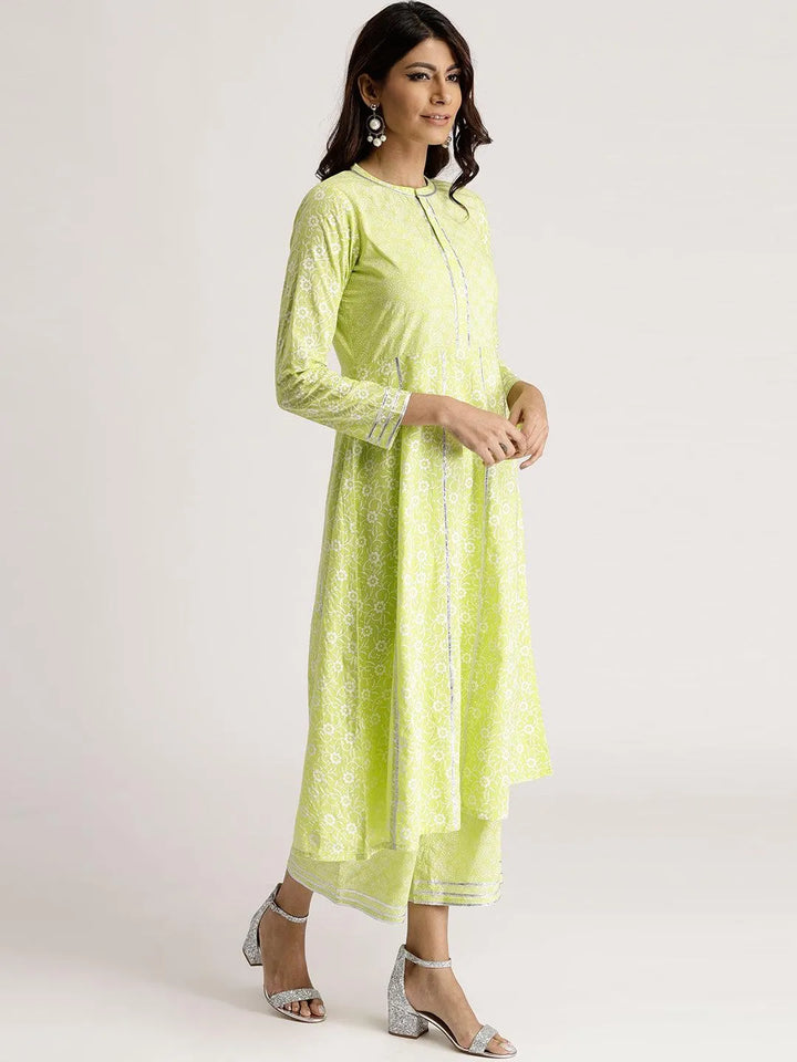 Green Printed Cotton Suit Set - Libas