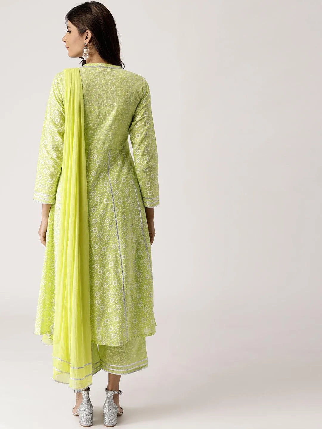 Green Printed Cotton Suit Set - Libas