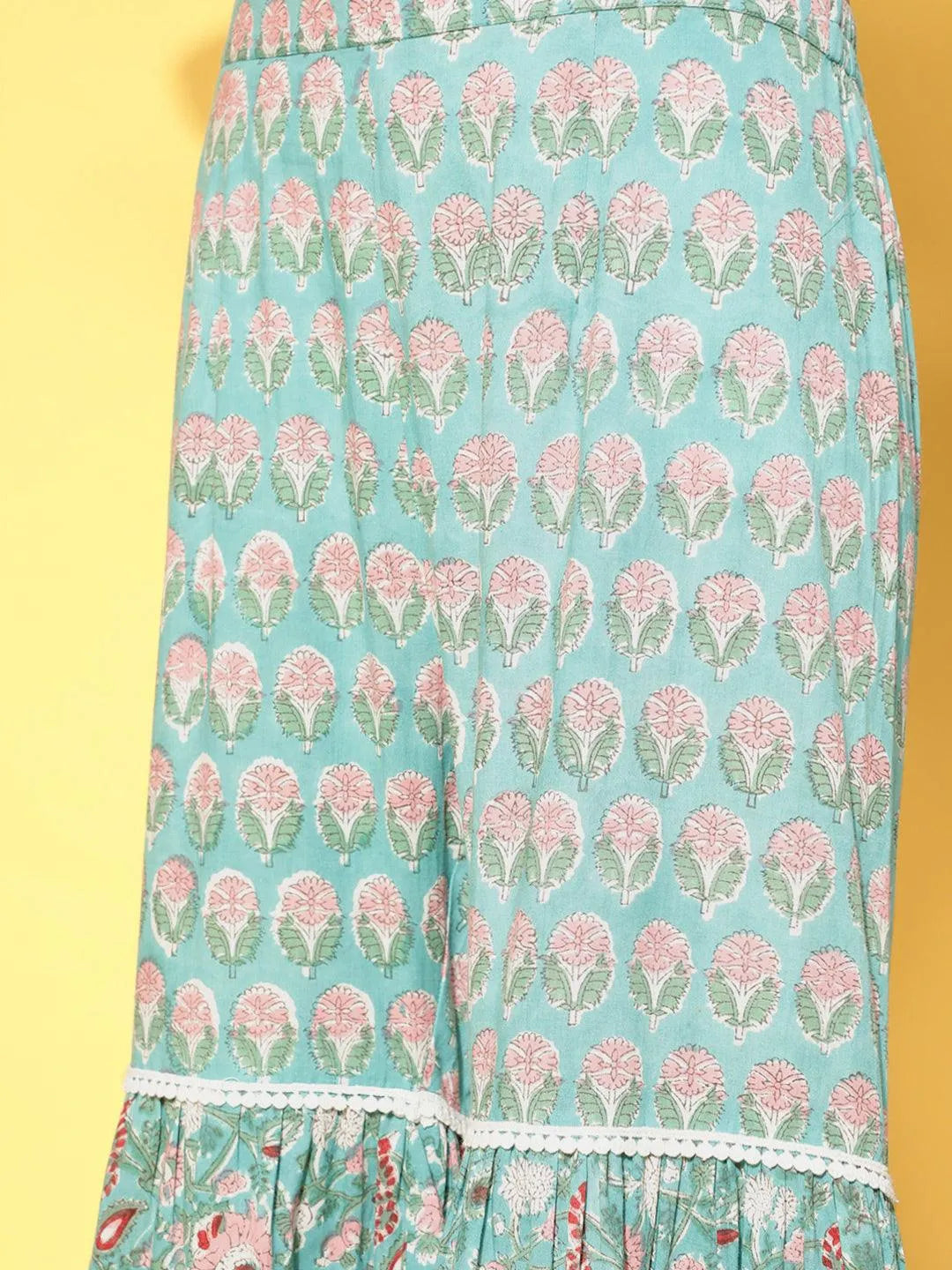 Green Printed Cotton Suit Set - Libas 