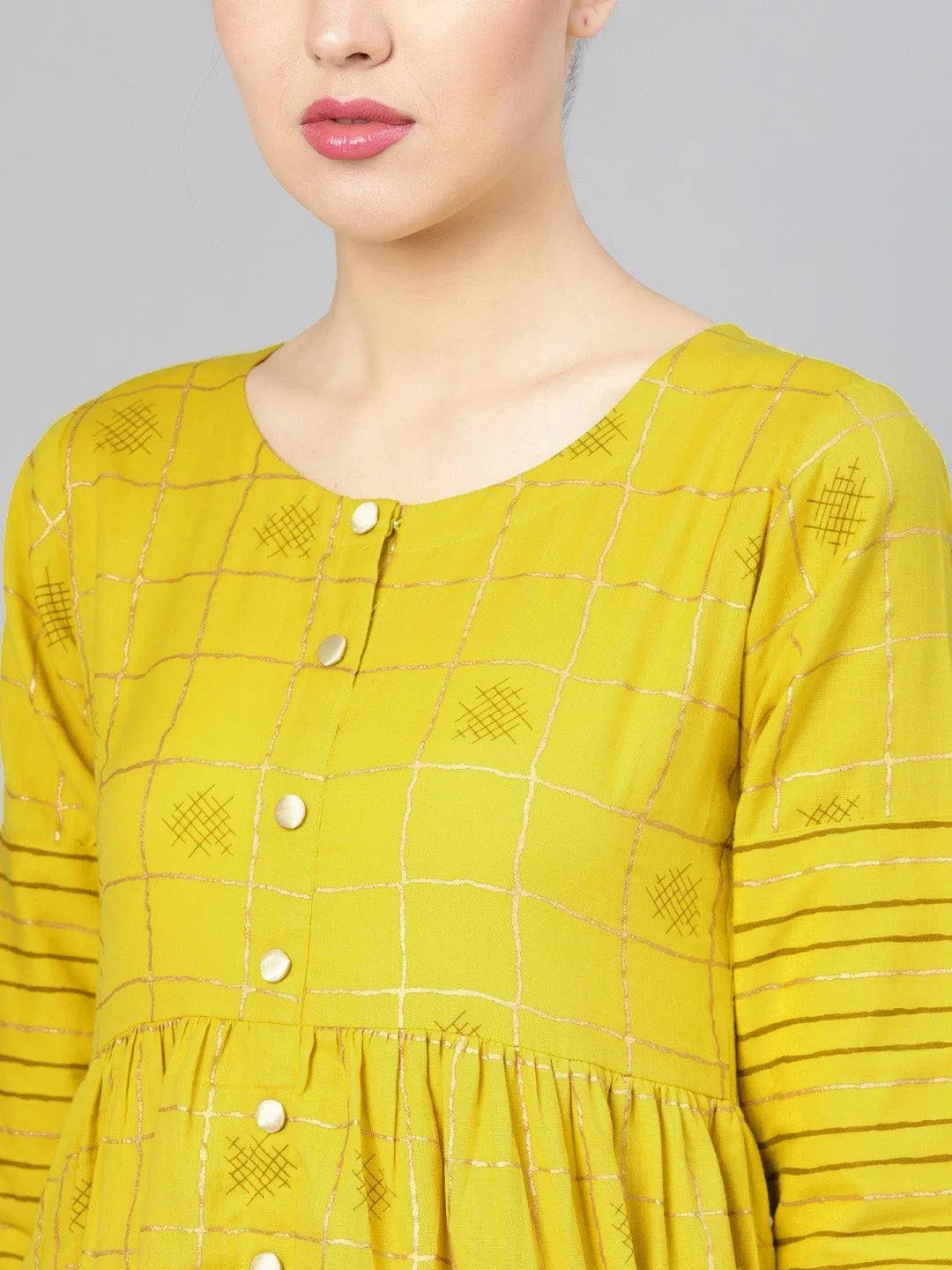 Green Printed Cotton Kurta Set - Libas