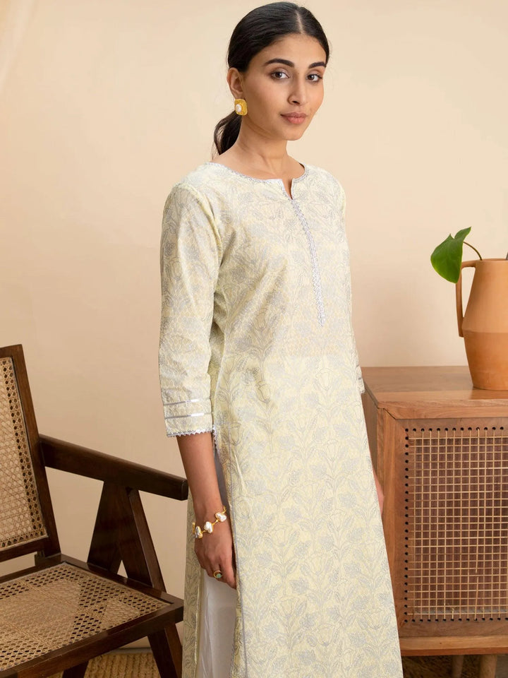 Green Printed Cotton Kurta - Libas