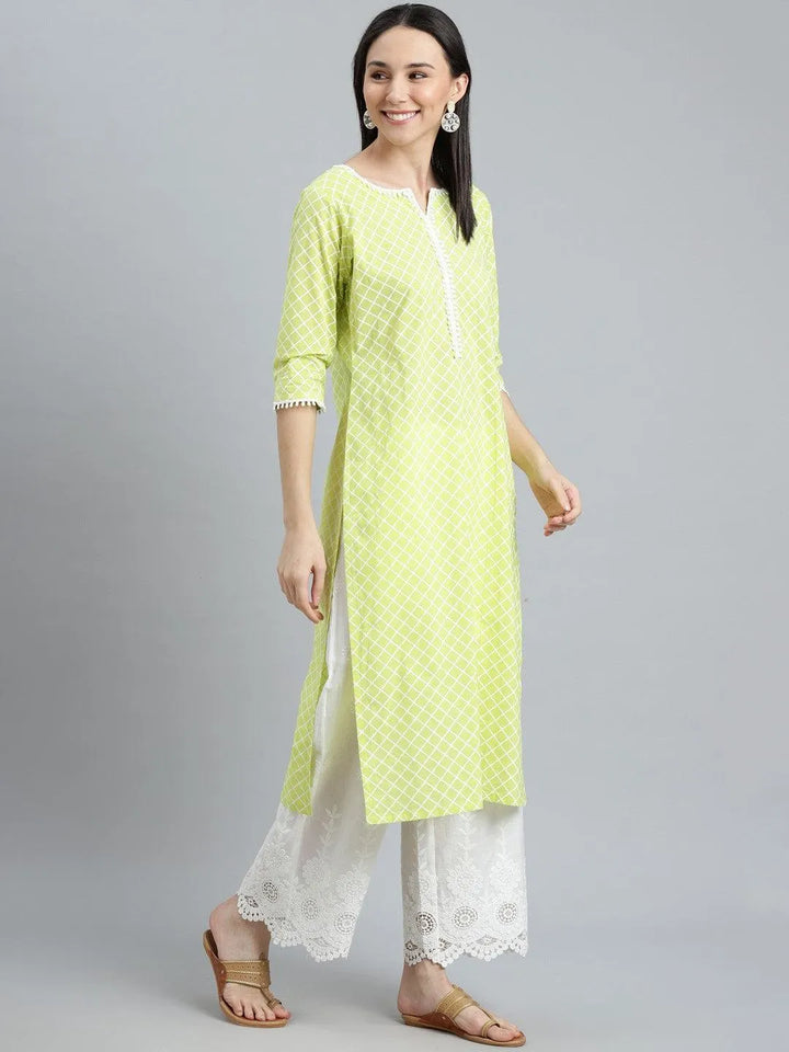 Green Printed Cotton Kurta - Libas