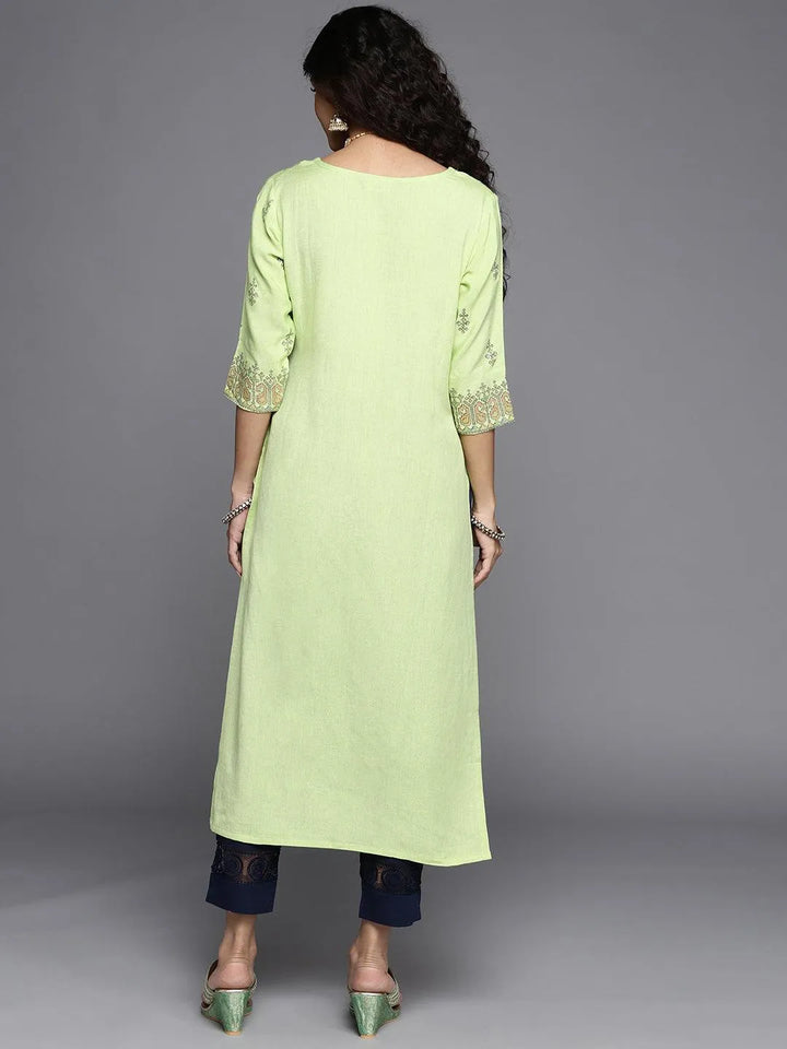 Green Printed Cotton Kurta - Libas