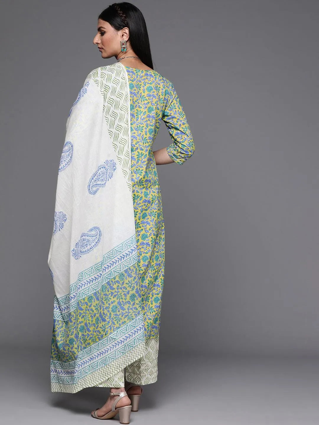 Green Printed Cotton Suit Set - Libas