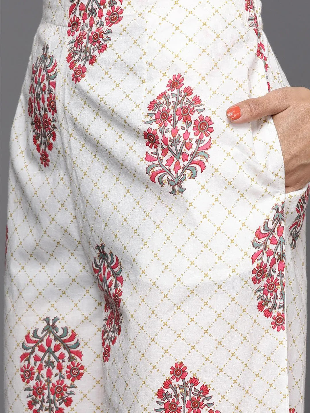 Green Printed Cotton Suit Set - Libas 