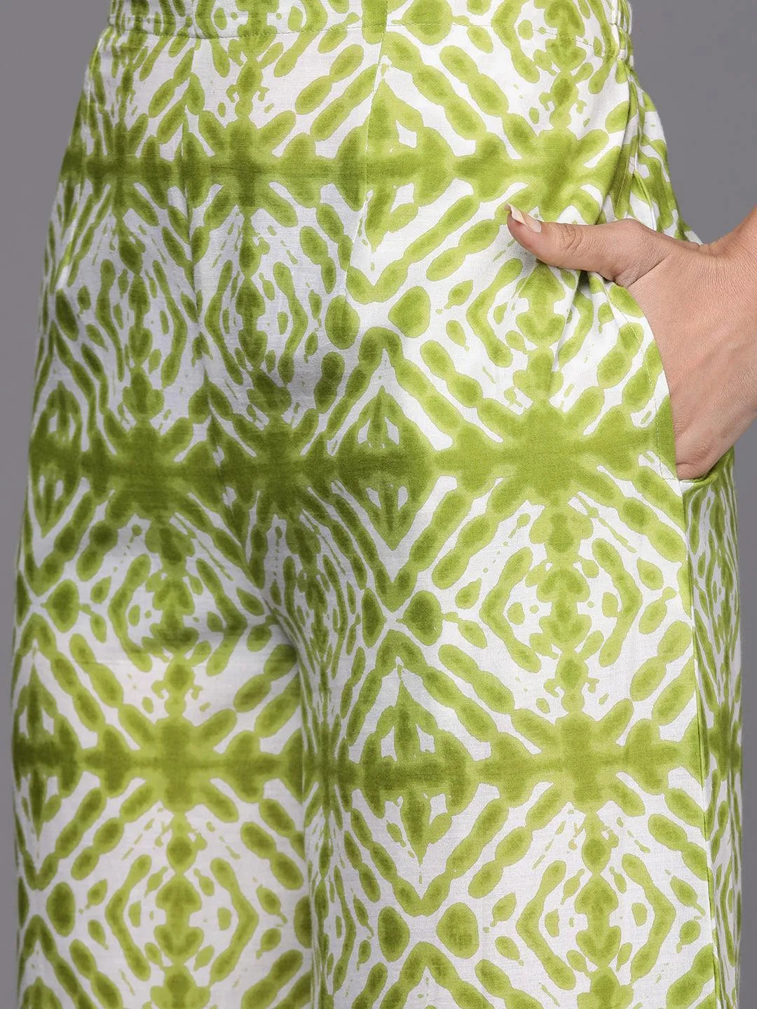 Green Printed Cotton Straight Suit Set - Libas