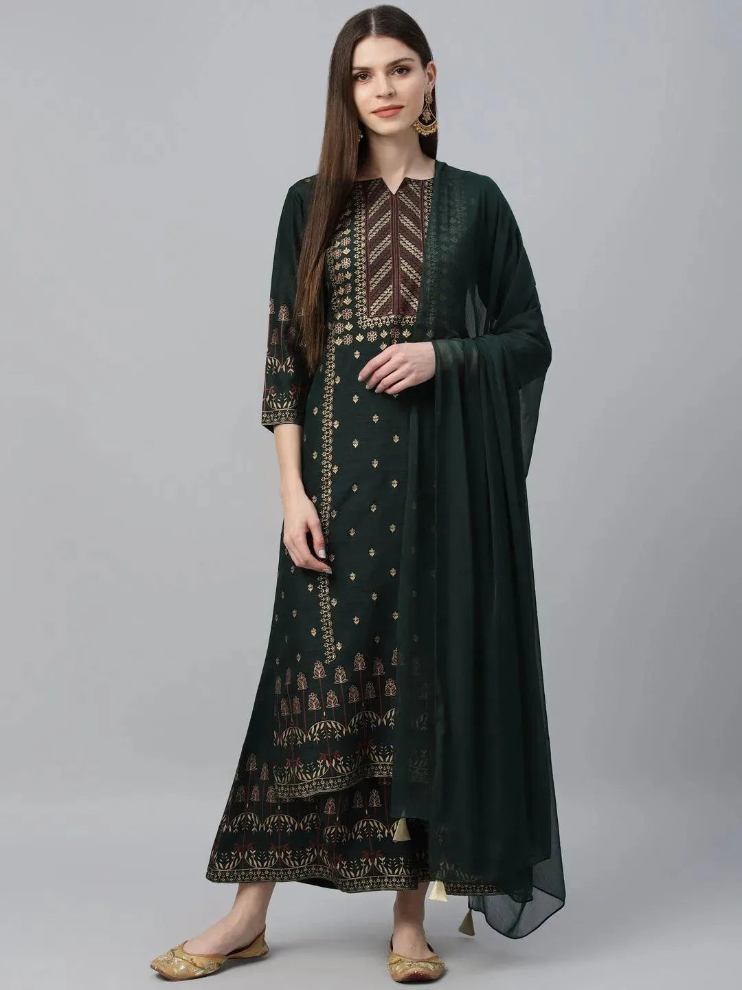 

Buy Green Printed Polyester Suit Set - 6882- | Libas Ethnic Wear Online