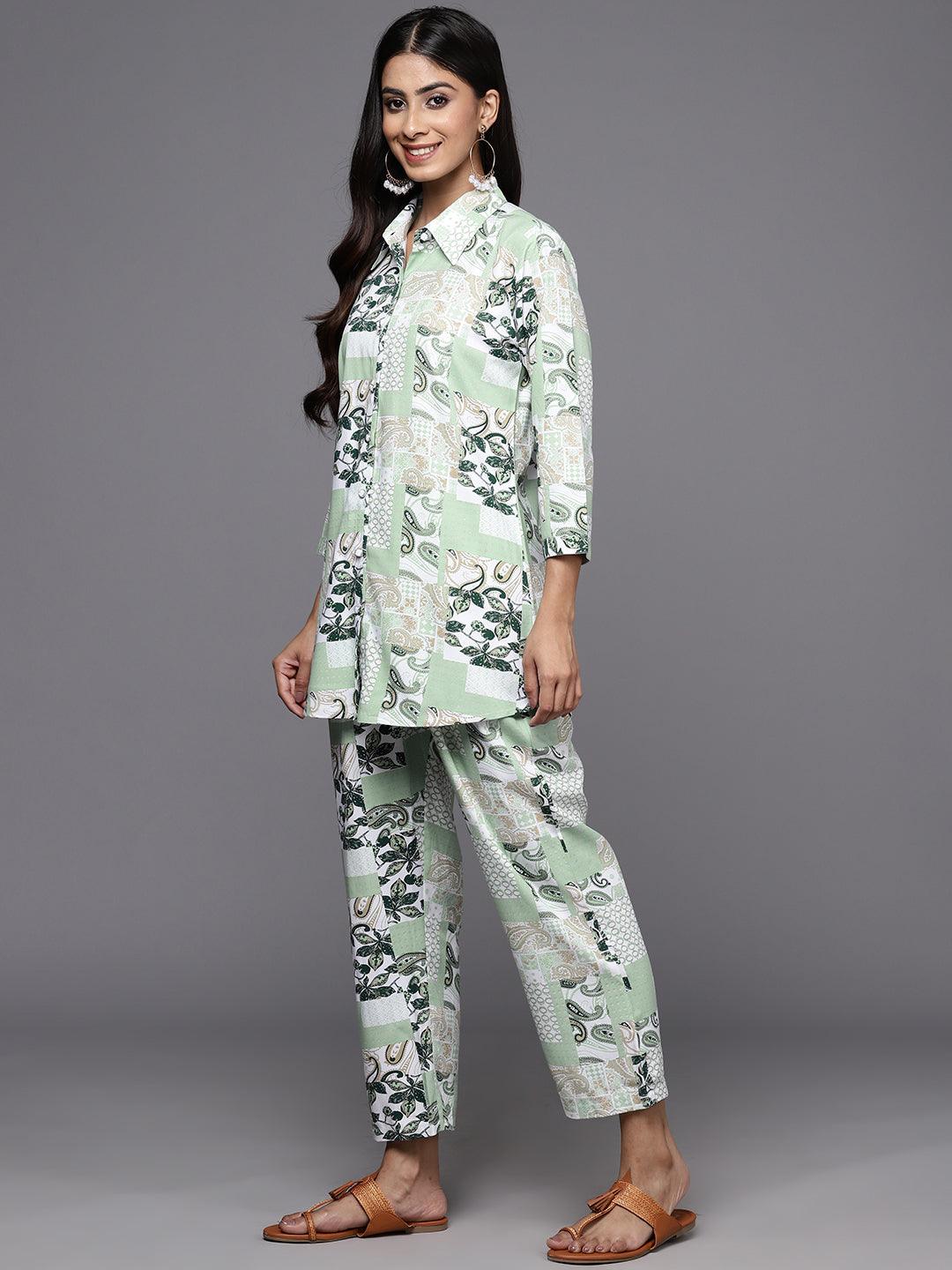 Green Printed Rayon Co-Ords - Libas