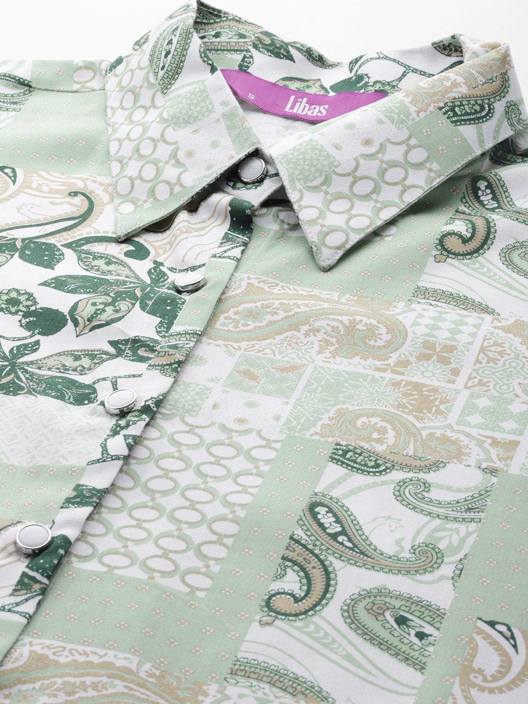 Green Printed Rayon Co-Ords - Libas