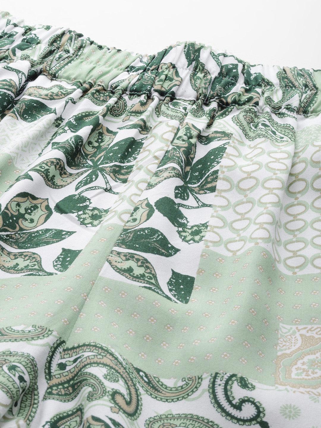 Green Printed Rayon Co-Ords - Libas