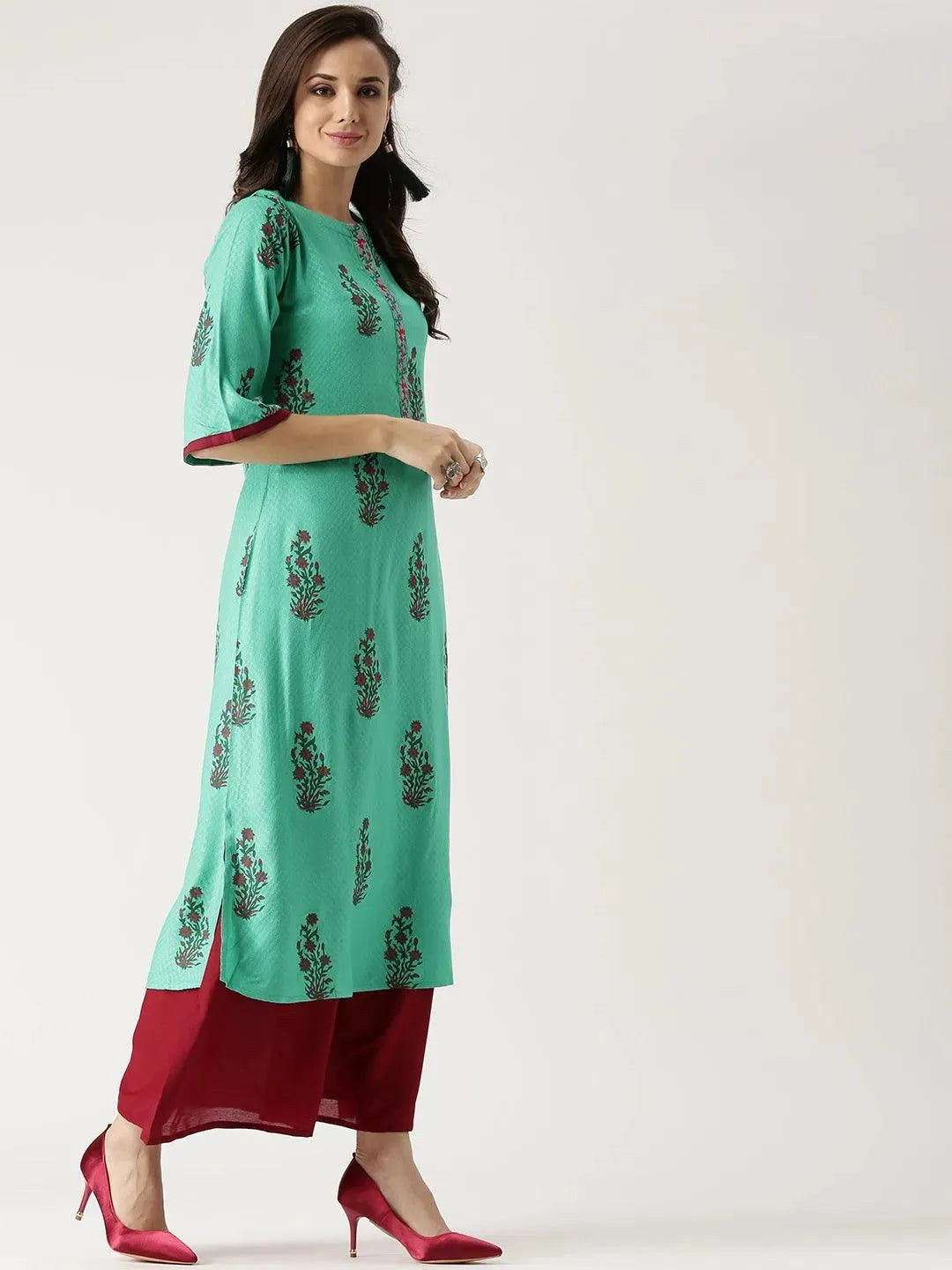 

Buy Green Printed Rayon Kurta - 4811-XS | Libas Ethnic Wear Online