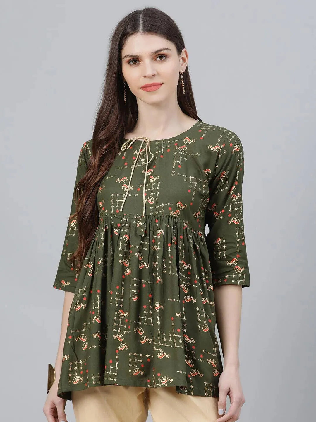 

Buy Green Printed Rayon Kurti - 9005-XS | Libas Ethnic Wear Online