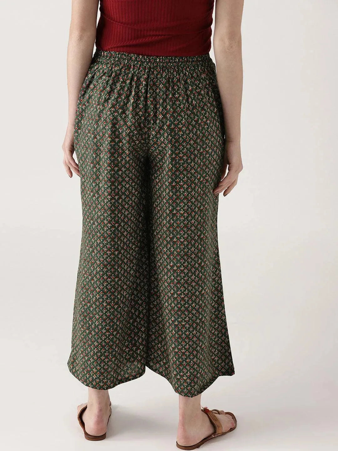 

Green Printed Rayon Palazzos