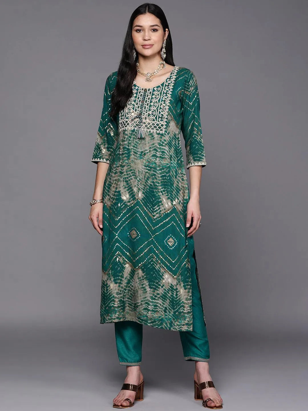 Green Yoke Design Rayon Straight Kurta - Libas 