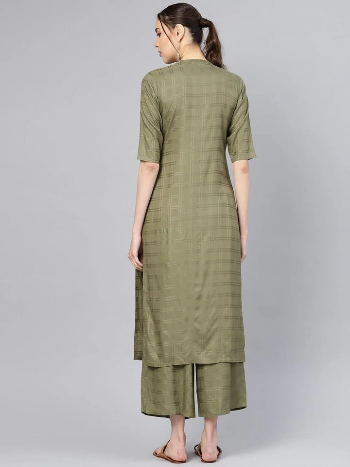 Green Printed Rayon Kurta Set - Libas