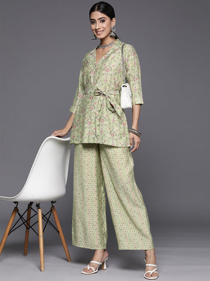 Green Printed Silk Blend Co-Ords - Libas