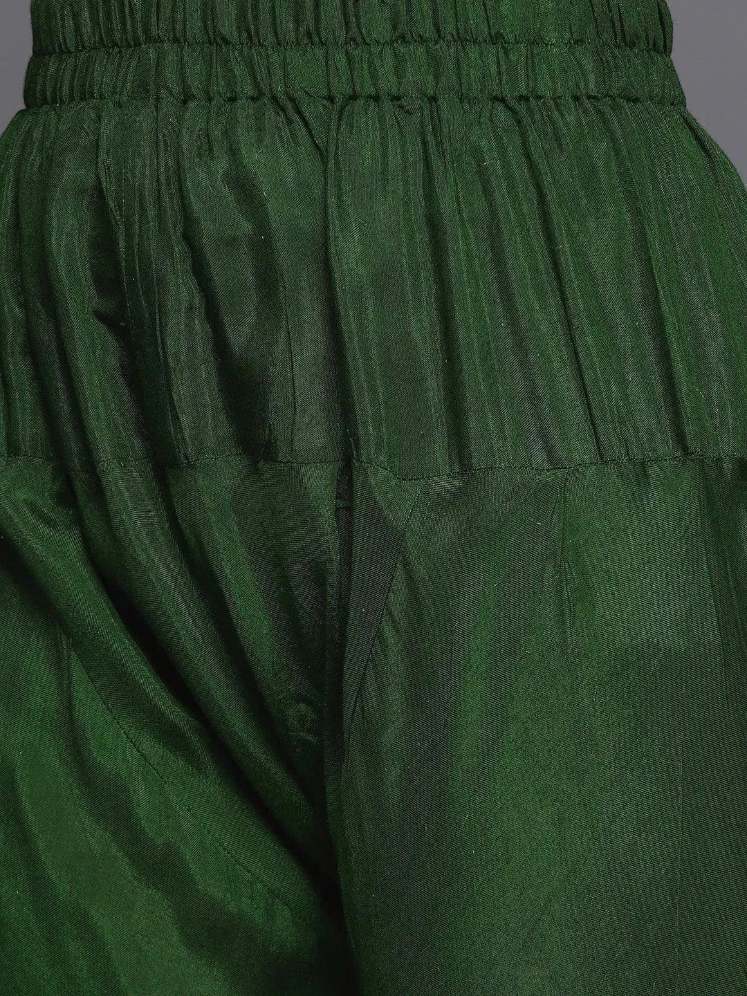 

Green Self Design Silk Anarkali Kurta With Churidar & Dupatta