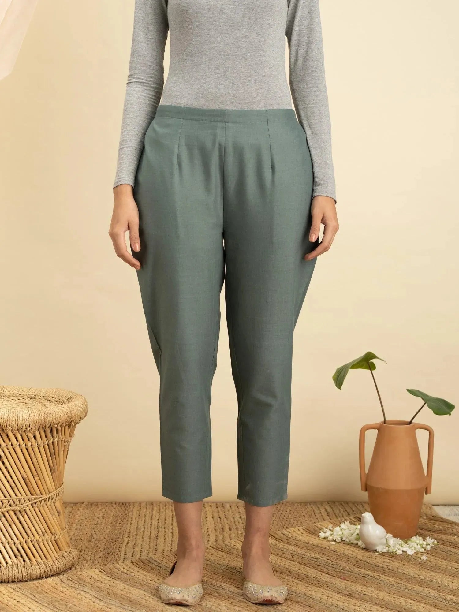 

Buy Green Solid Cotton Trousers - PL855O-S | Libas Ethnic Wear Online