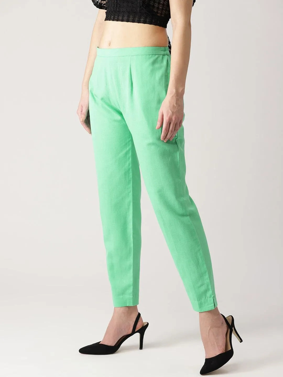 

Buy Green Solid Cotton Trousers - B094- | Libas Ethnic Wear Online