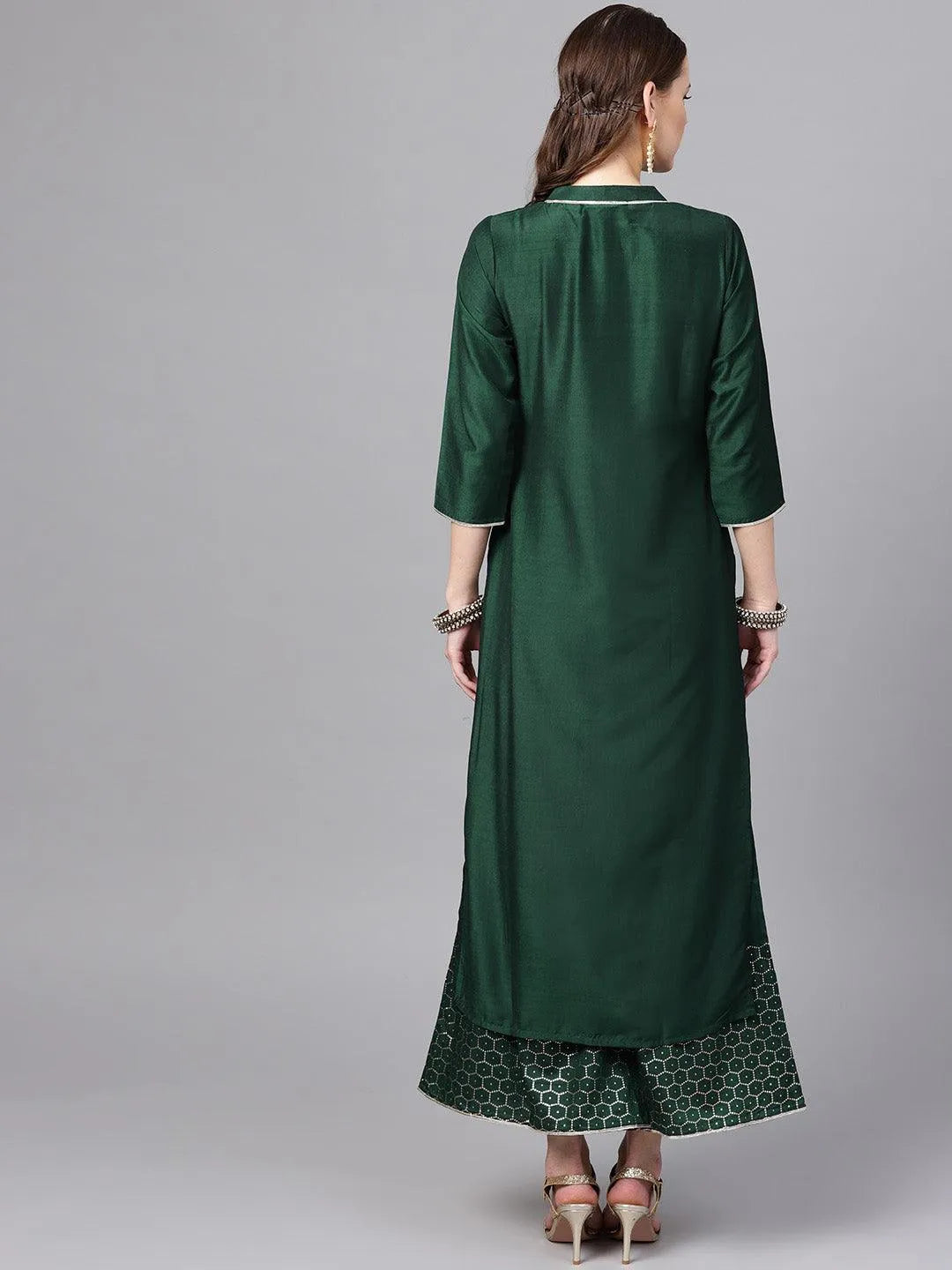 Green Solid Muslin Kurta Set - Libas