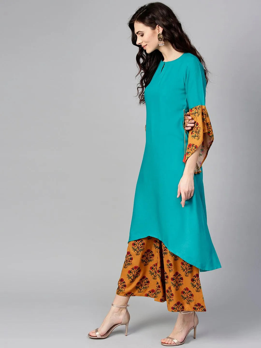 Green Solid Rayon Kurta Set - Libas