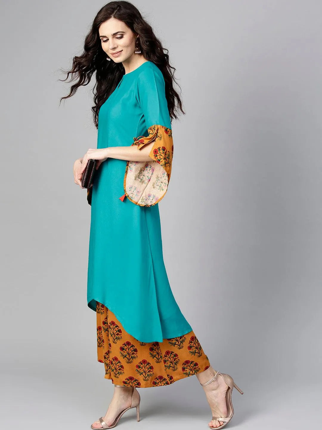 Green Solid Rayon Kurta Set - Libas