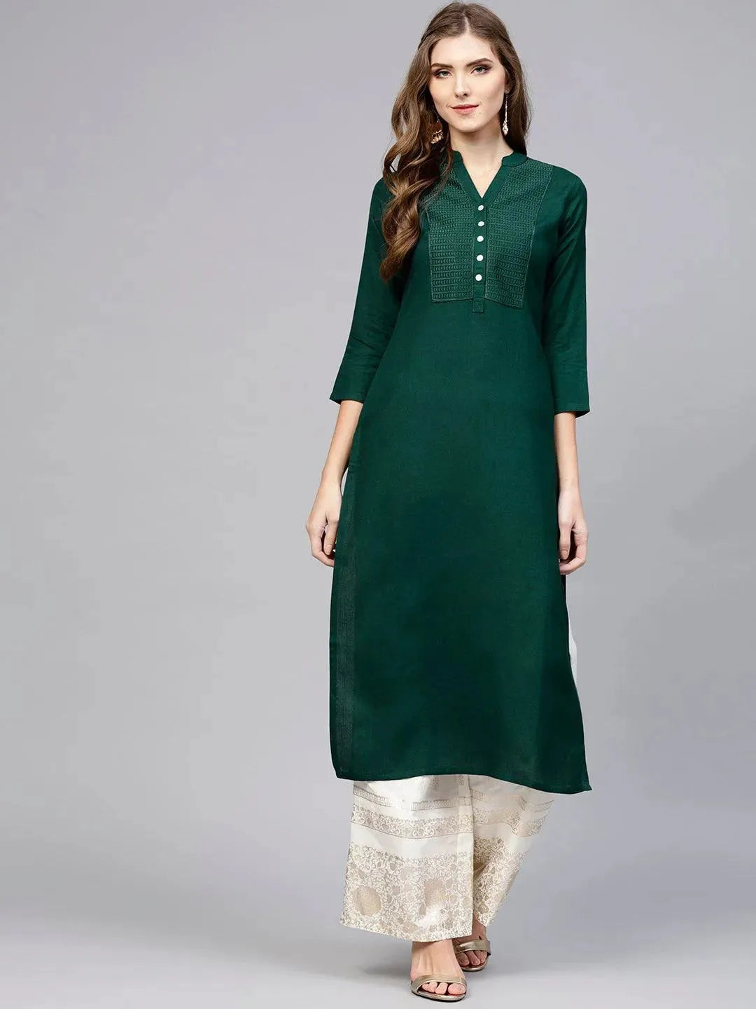 

Buy Green Solid Rayon Kurta -7580- | Libas Ethnic Wear Online