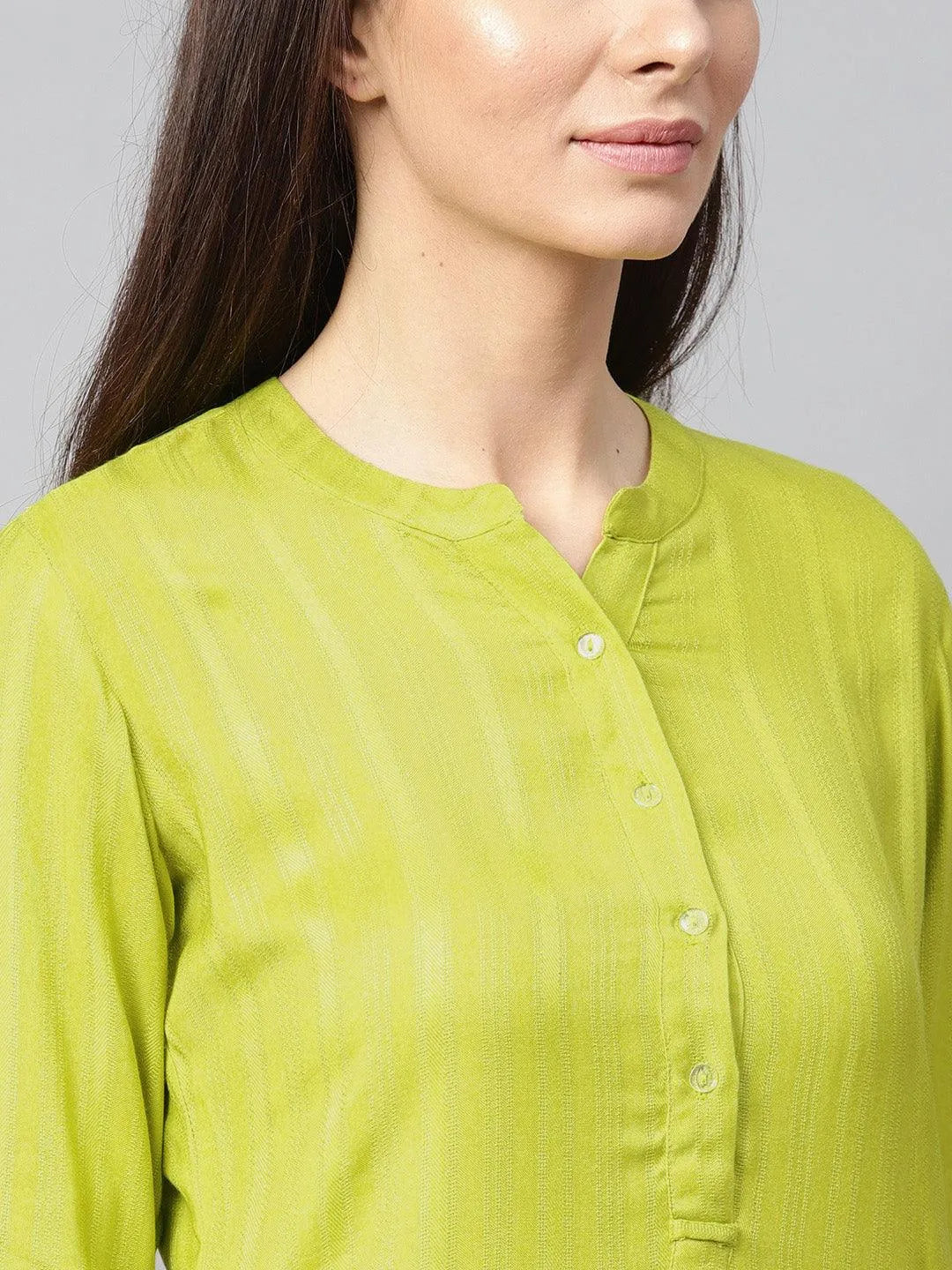 Green Solid Rayon Kurta - Libas