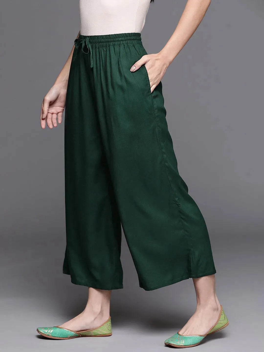 

Buy Green Solid Rayon Palazzos - PL910O-S | Libas Ethnic Wear Online