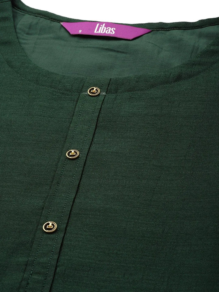 Green Solid Silk Kurta - Libas