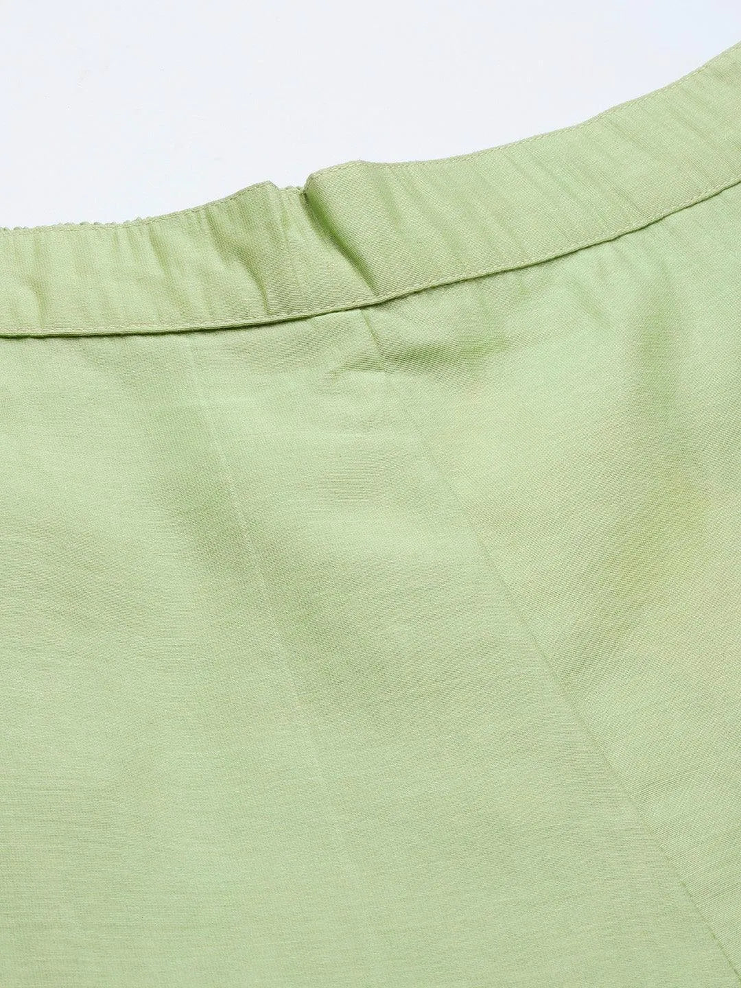 Green Solid Silk Trousers - Libas