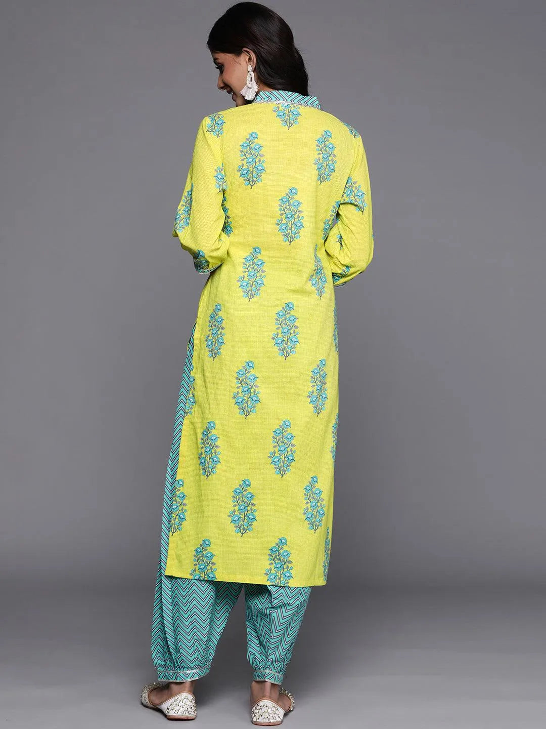 Green Striped Cotton Kurta - Libas