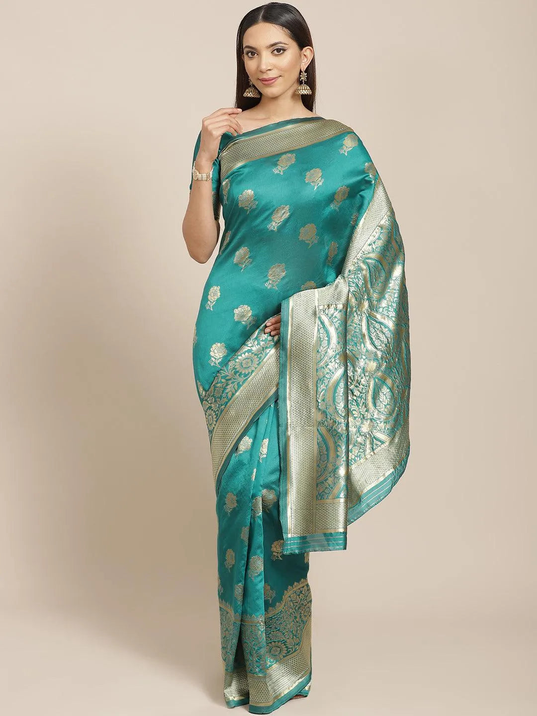 Buy Green Woven Design Brocade Saree Online at Rs.1299 | Libas