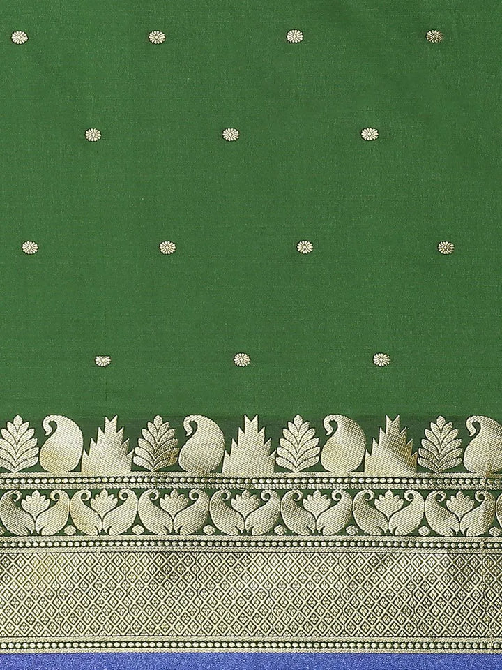 Green Woven Design Silk Saree - Libas