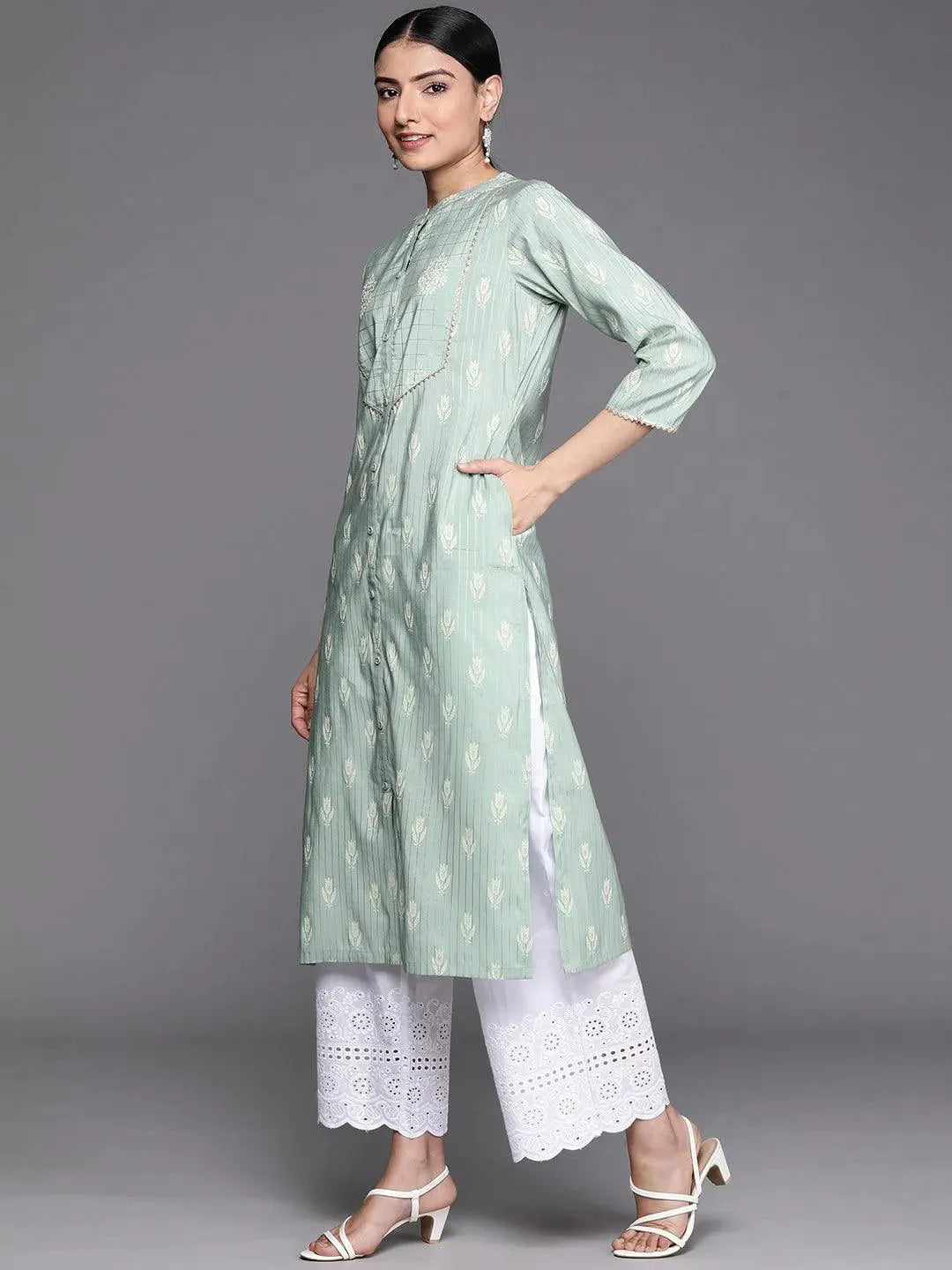 

Buy Green Yoke Design Chanderi Silk Kurta - 23287O-XXL | Libas Ethnic Wear Online