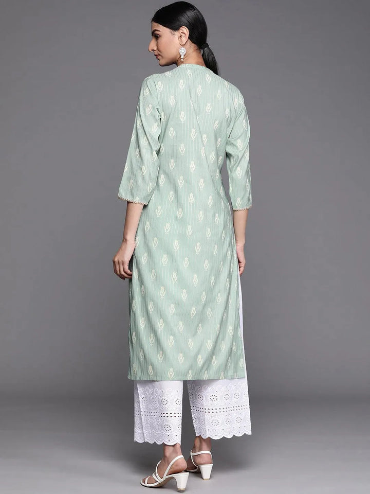 Green Yoke Design Chanderi Silk Kurta - Libas