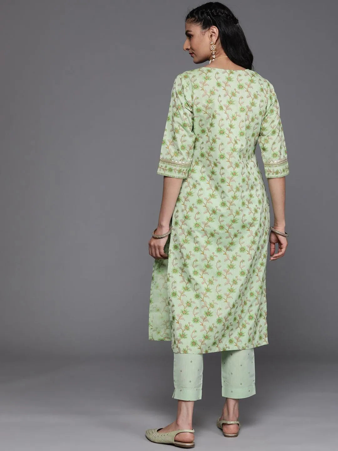 Green Yoke Design Cotton Silk Kurta - Libas