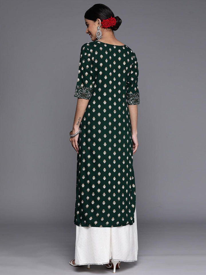 Green Yoke Design Rayon Straight Kurta - Libas