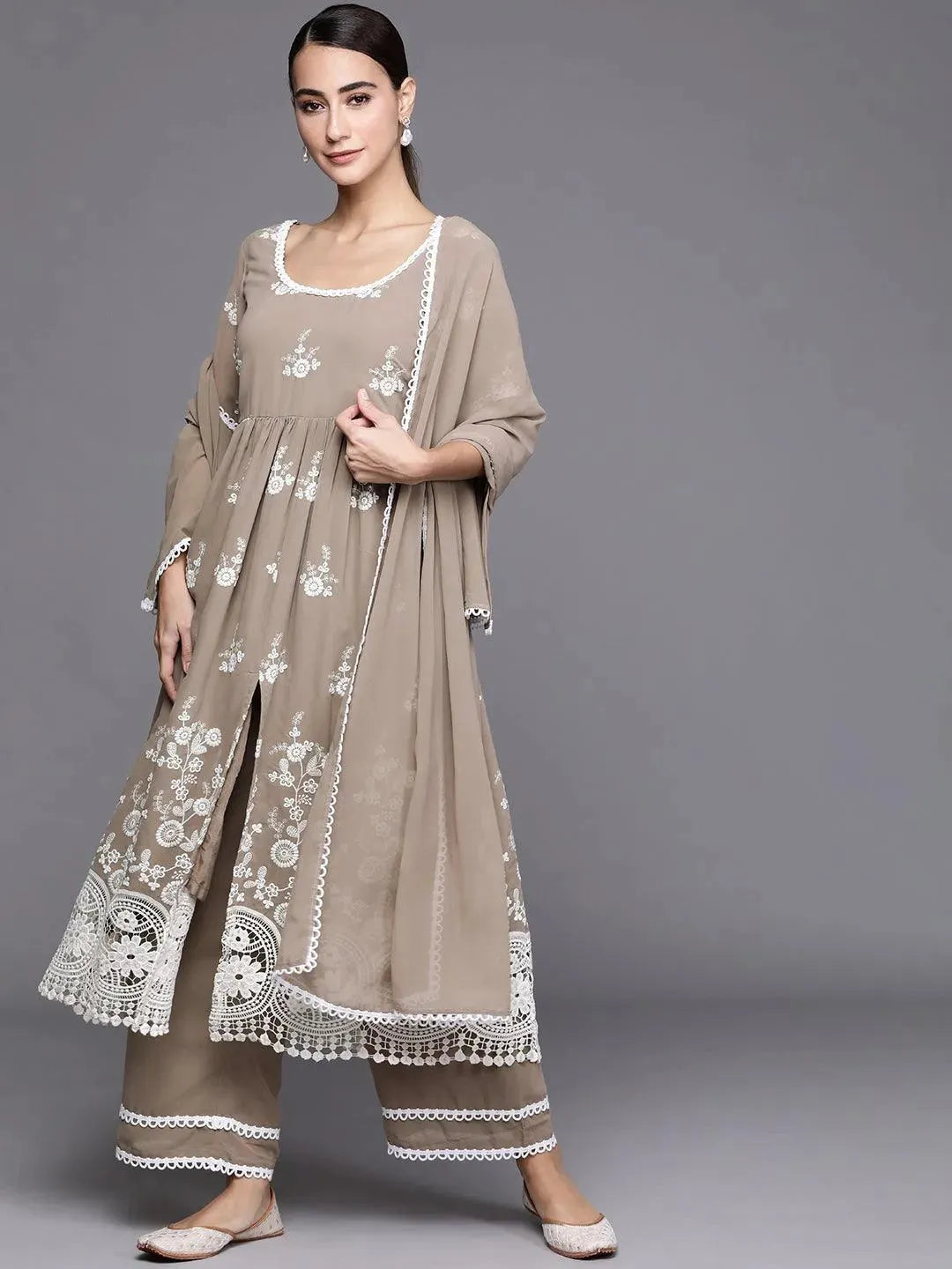 

Buy Grey Embroidered Georgette Suit Set - 20167O- | Libas Ethnic Wear Online