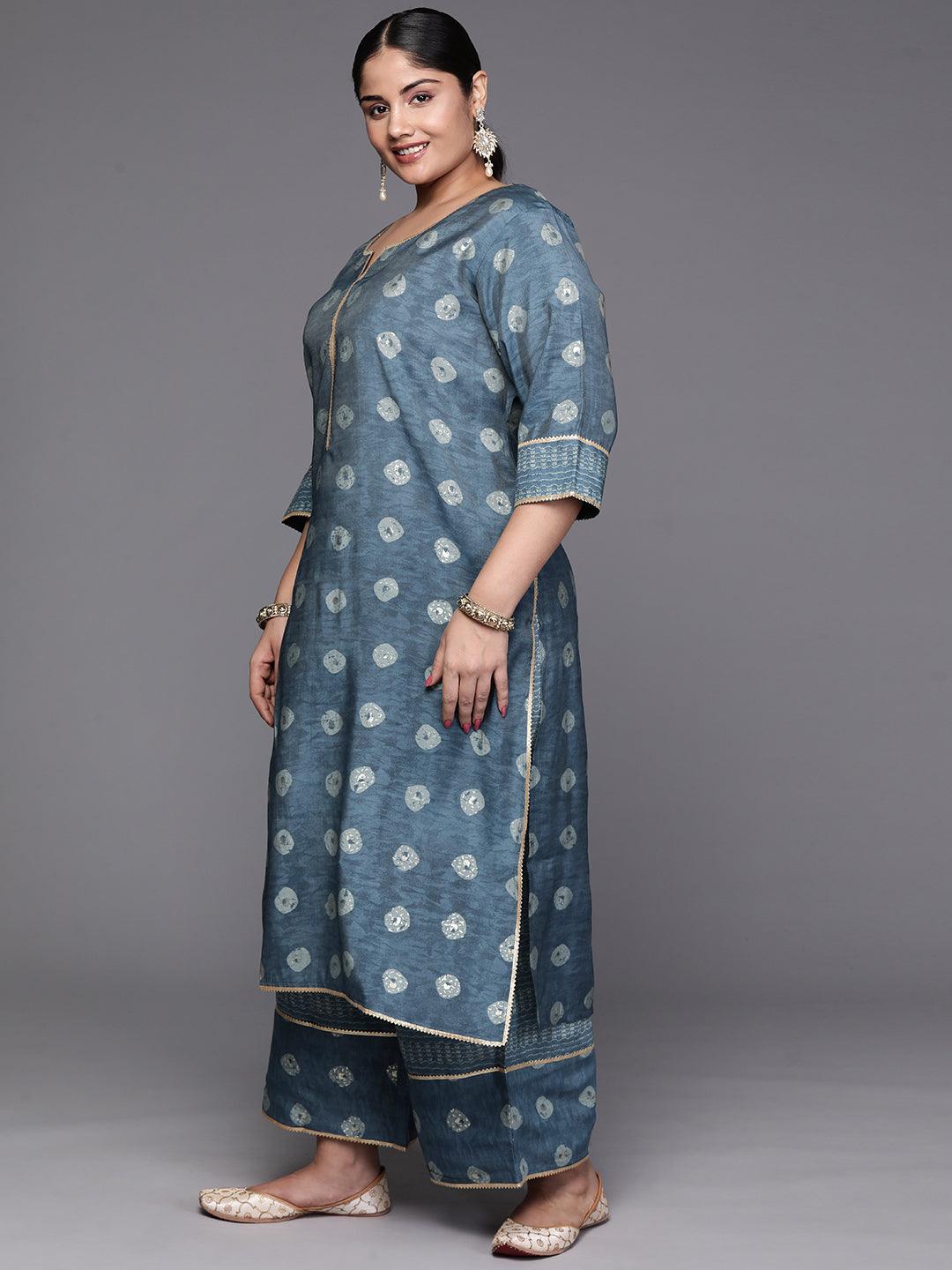 Black Yoke Design Cotton Straight Kurta With Trousers & Dupatta - Libas