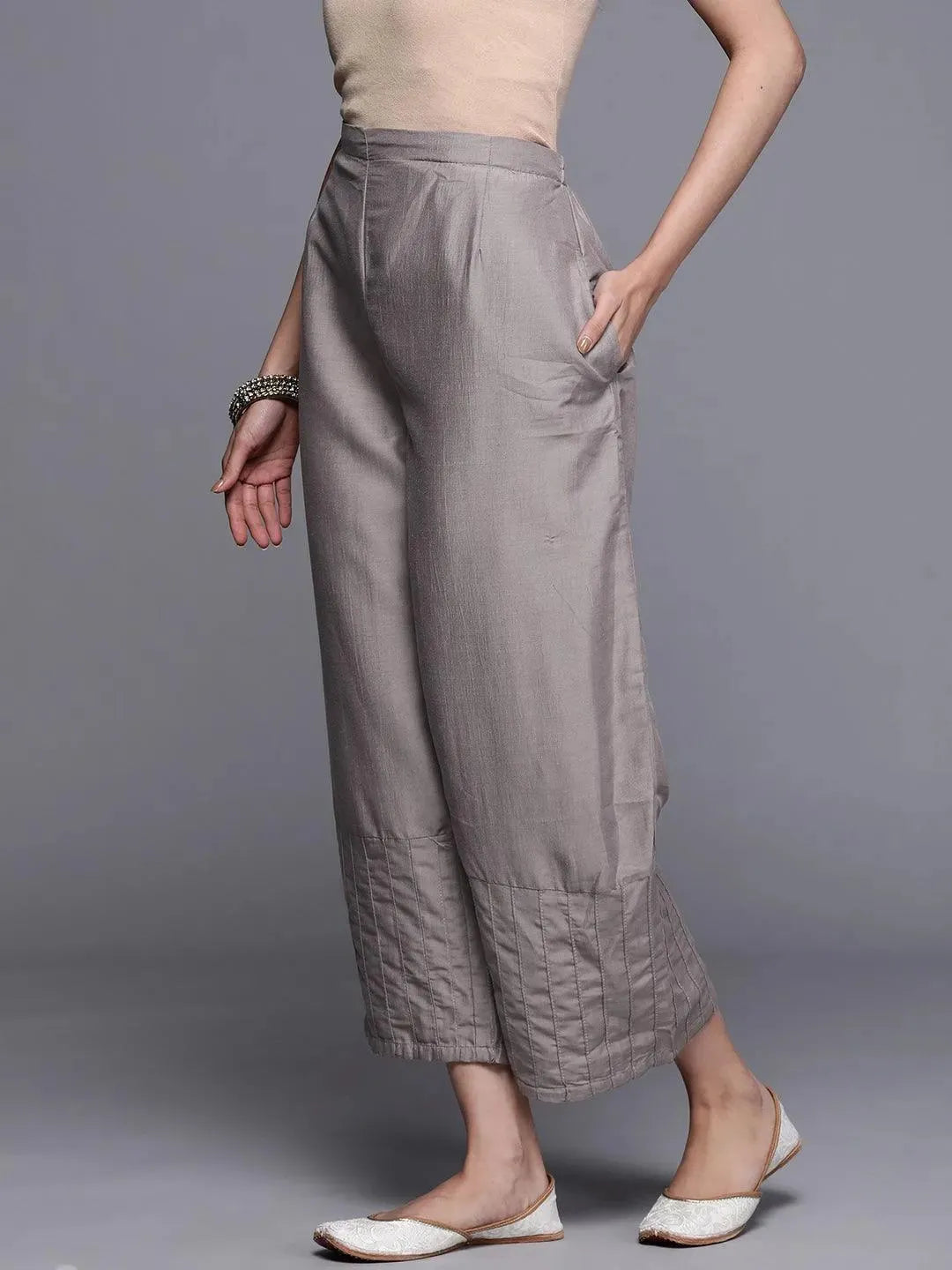 

Buy Grey Solid Silk Palazzos - PL901O- | Libas Ethnic Wear Online