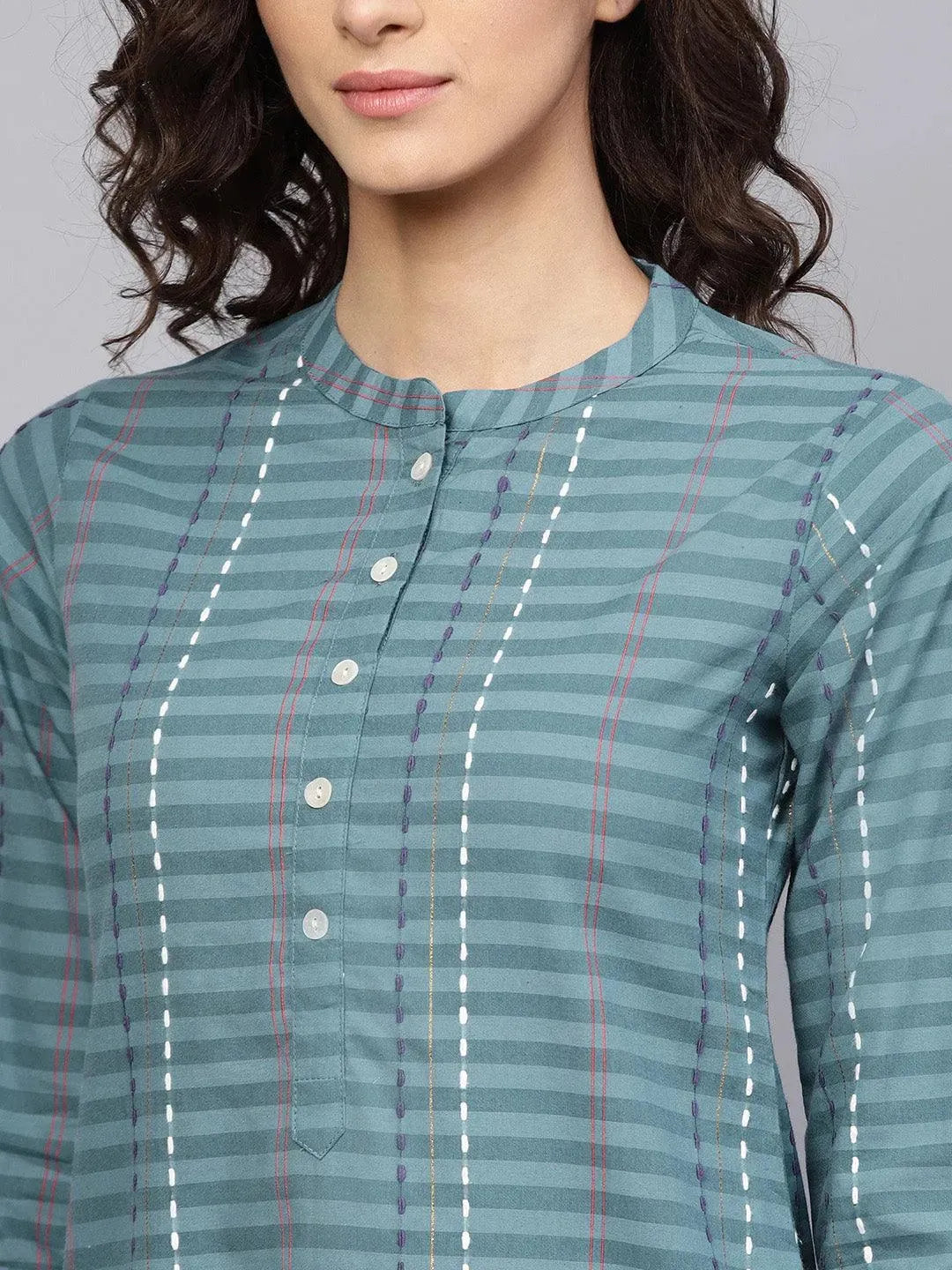 

Buy Grey Striped Cotton Kurta - 8013MJ-XS | Libas Ethnic Wear Online