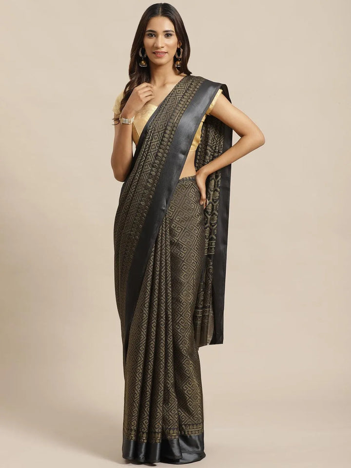 Grey Woven Design Brocade Saree - Libas