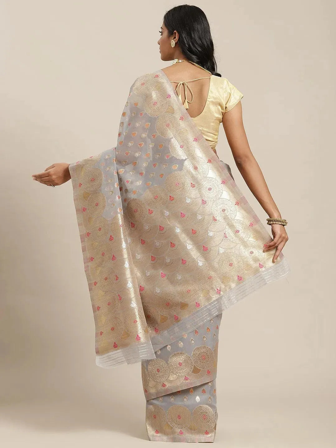 

Buy Grey Woven Design Brocade Saree - 14675 | Libas Ethnic Wear Online