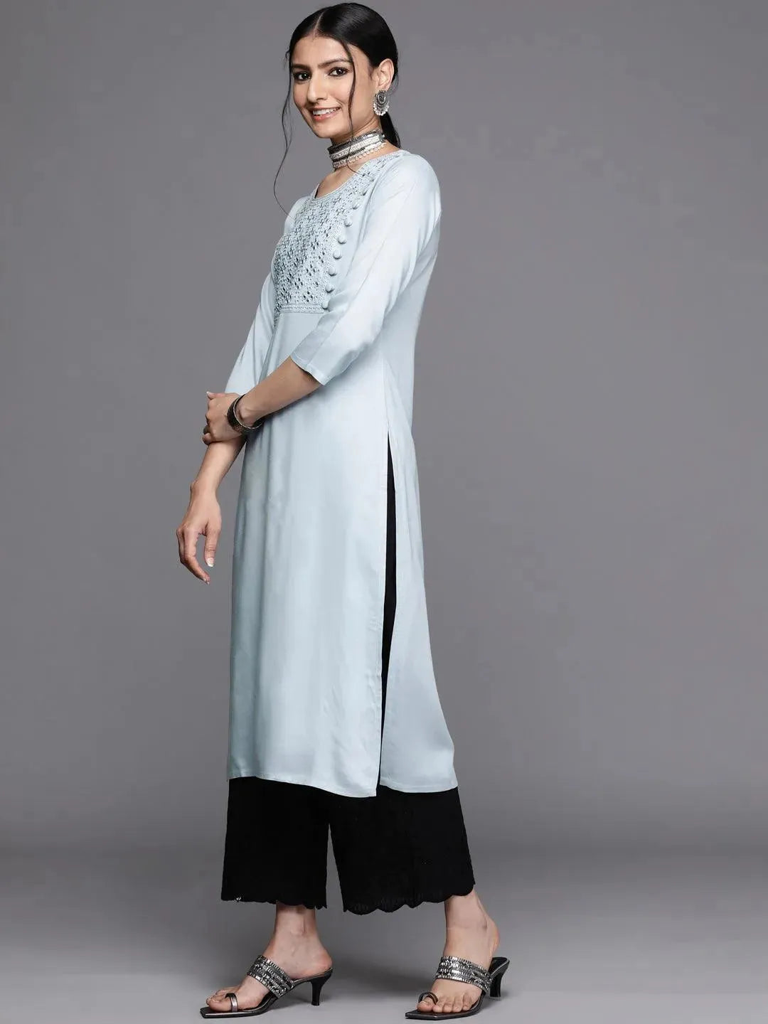 

Grey Yoke Design Rayon Kurta