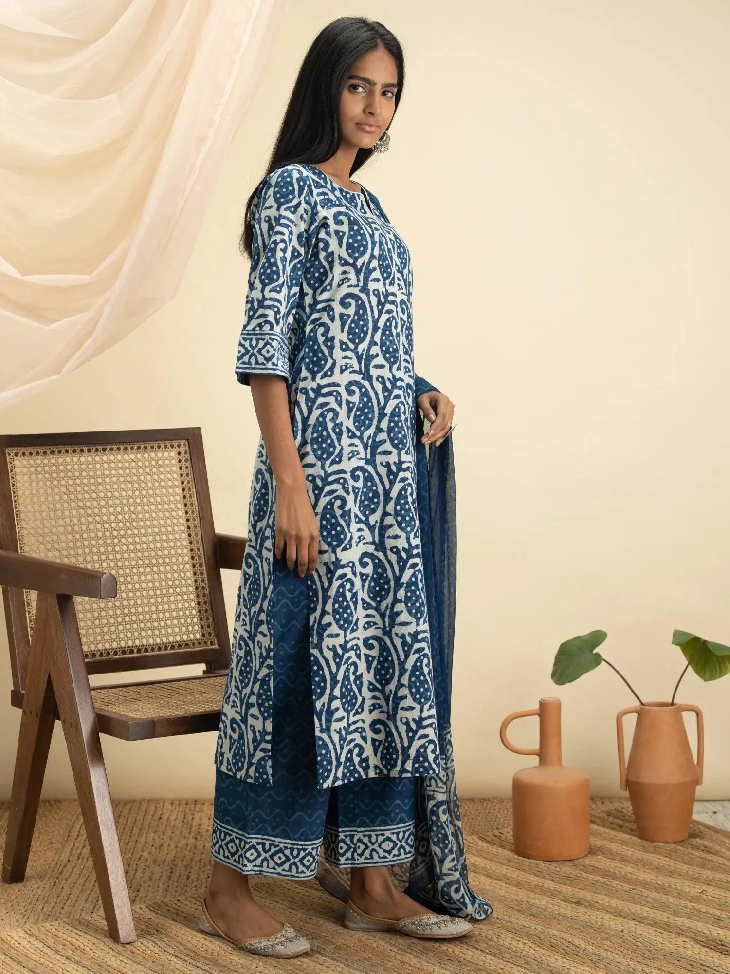 

Buy Indigo Printed Cotton Suit Set - 20006O-XS | Libas Ethnic Wear Online