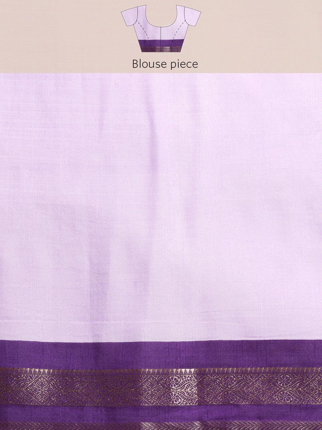 Lavender Printed Silk Blend Saree - Libas