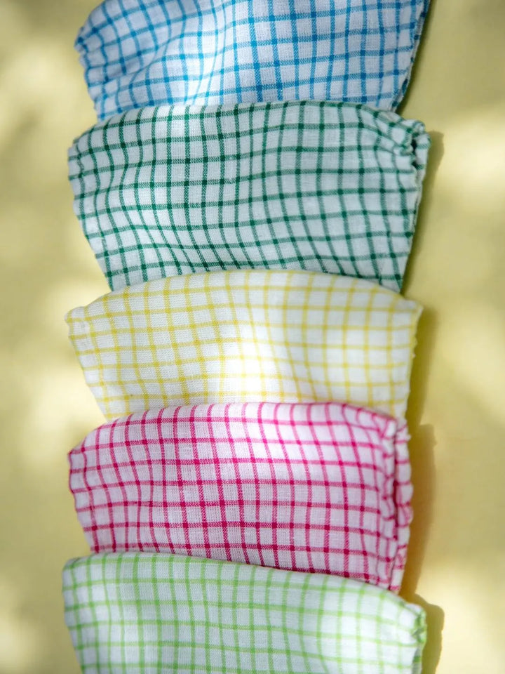 Libas Multicolored Up-cycled Cotton Masks with Checkered Pattern ( Pack of 5 ) - Libas