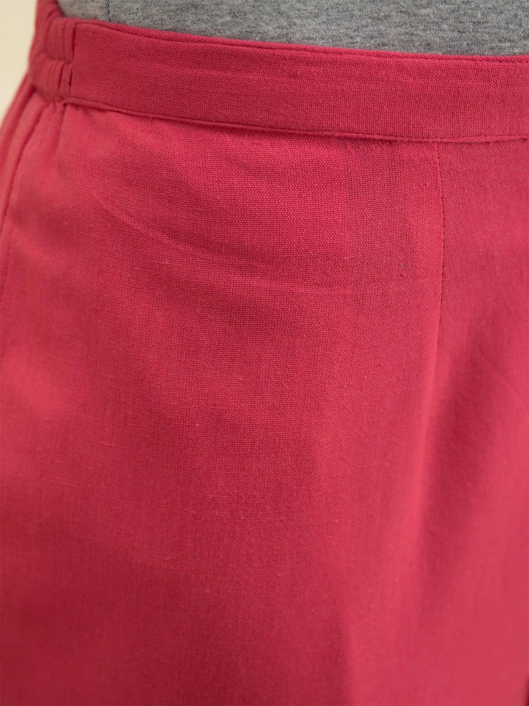 Magenta Solid Cotton Trousers - Libas