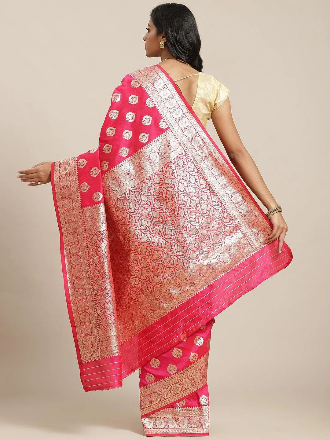 Magenta Woven Design Brocade Saree - Libas